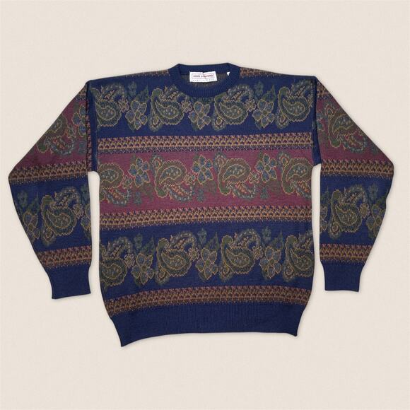 John Ashford Other - Vintage Paisley Wool Acrylic Blend Italian Grandpa Sweater John Ashford - Medium